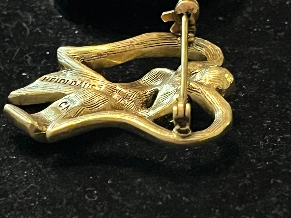 Vintage Signed Heidi Daus Christmas Angel Awareness Yellow Tone Crystal Brooch - Image 4 of 4