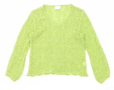 Off Shoot Damen grüne Acryl Basic Bluse Größe M V-Ausschnitt