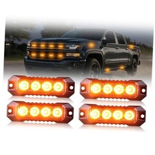 4PCS Strobe Lights for Trucks, LED Emergency Strobe Grille Lights Sync Amber