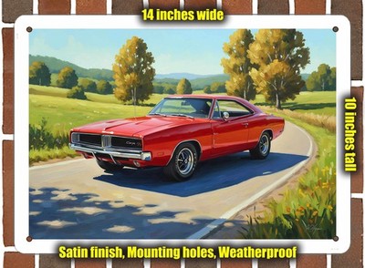 Metal Sign - 1969 Dodge Charger R/T 8 Oil Painting - 14x10