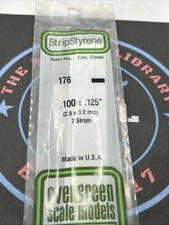 Evergreen Scale. Polystyrene Strips. 14" 176 .100 X .125 (7)