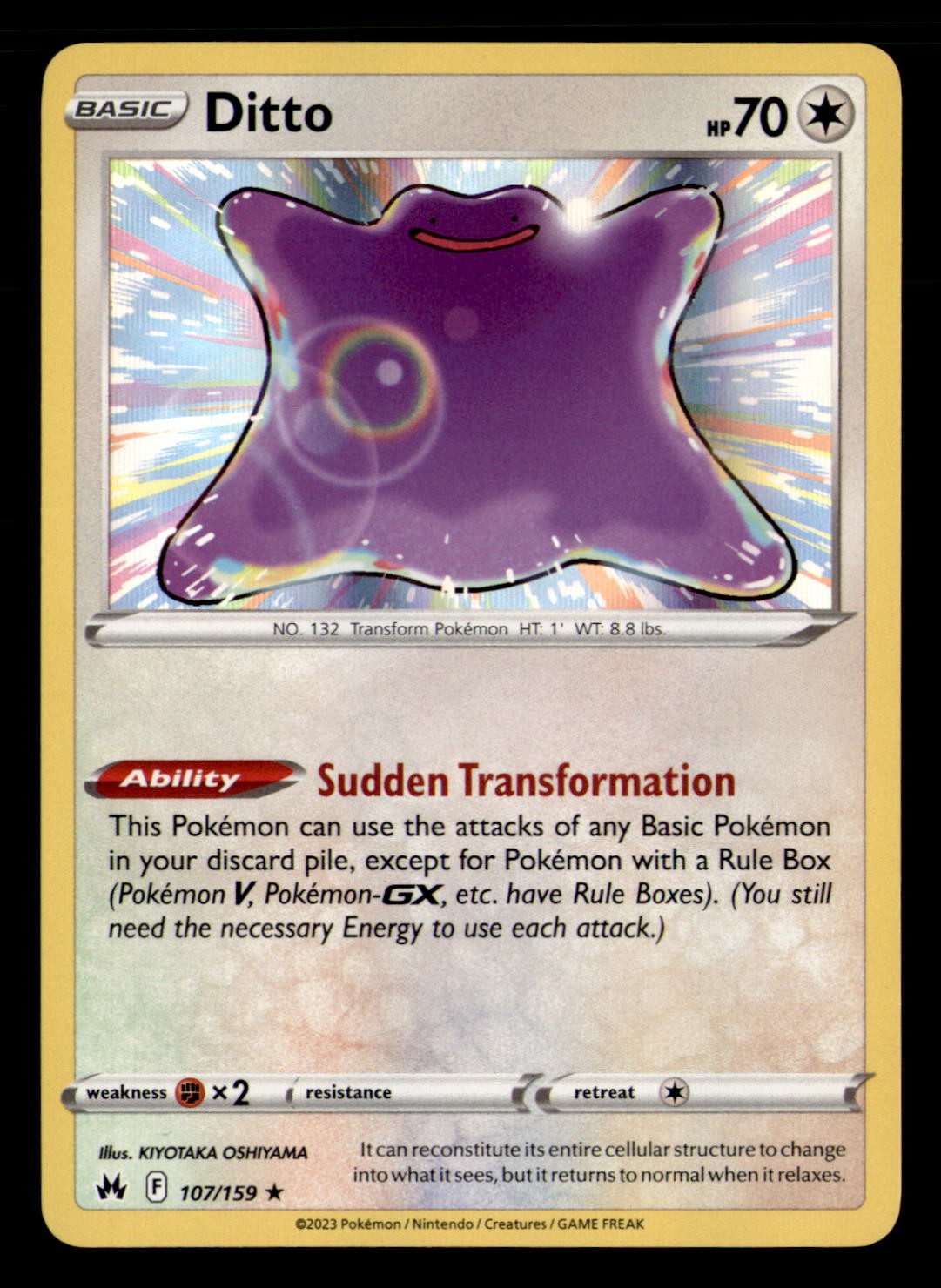 Ditto 107/159 Holo Rare Crown Zenith Pokemon Holo Near Mint