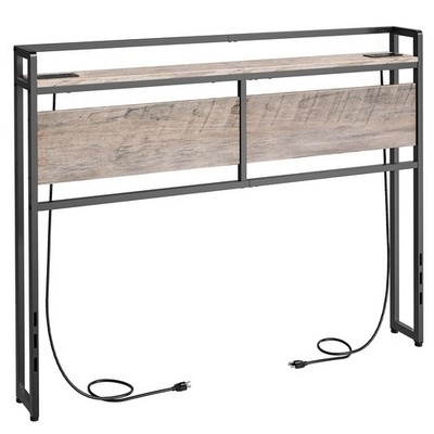 Full Size Headboard, Headboard with 2 Outlets and 4 USB Ports, Adjustable Hei...