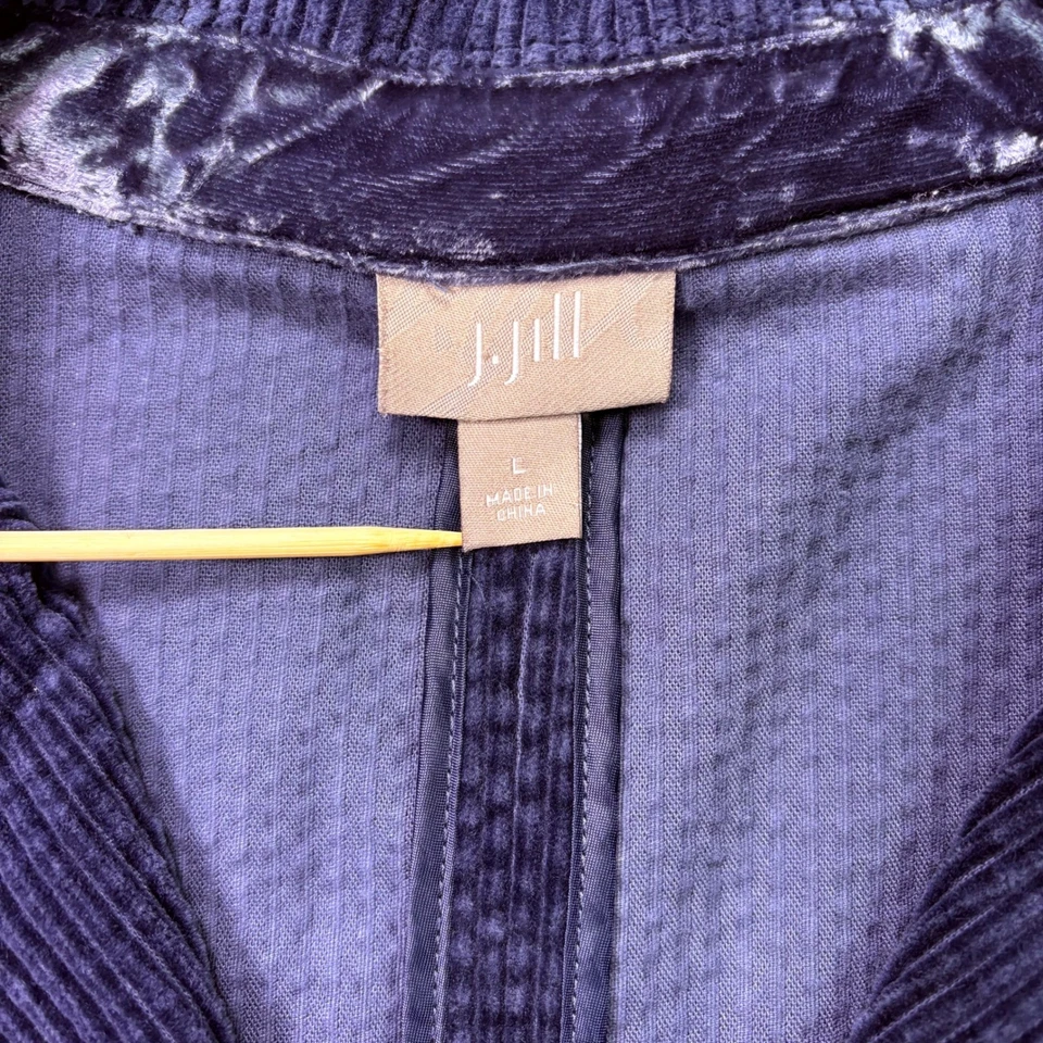 Blazer JJill Azul Marino Pana Talla L Ancho Ballena Terciopelo Borde Oscuro Academia Prep Lux Foto 4 de 4