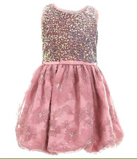 NWT Bonnie Jean Girls Flip Sequin Floral Bubble Dress Size 4 Sleeveless Tulle
