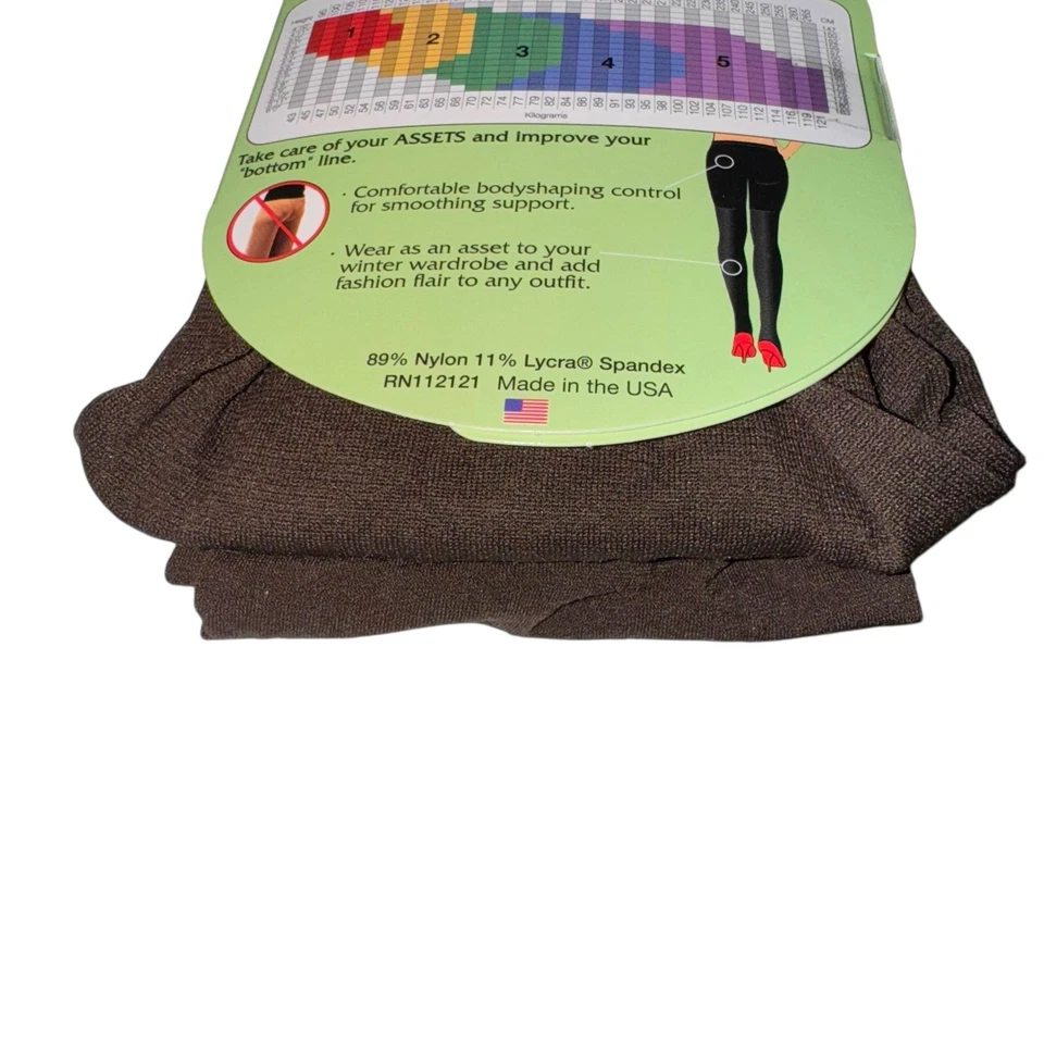 Assets Sara Blakely 惊人的紧身衣棕色 158 尺寸 2 尼龙氨纶不透明新品 — 第 4/4 张图片