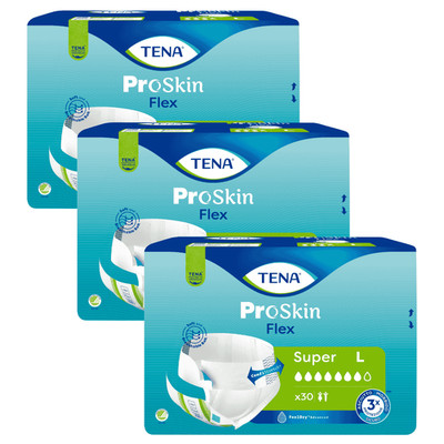 TENA Flex Super Large / L - 3 Packungen / 3 x 30 = 90 Stück (1 Karton)