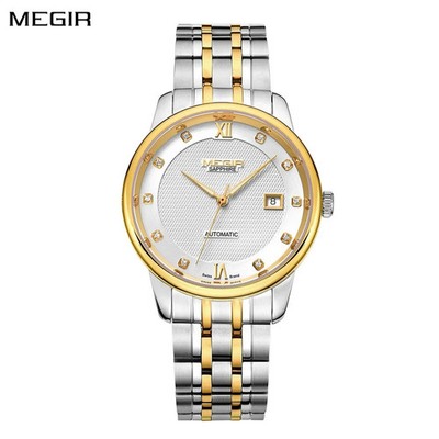 MEGIR Men Watches Stainless Steel Bracelet Sapphire Automatic Mechanical Watch