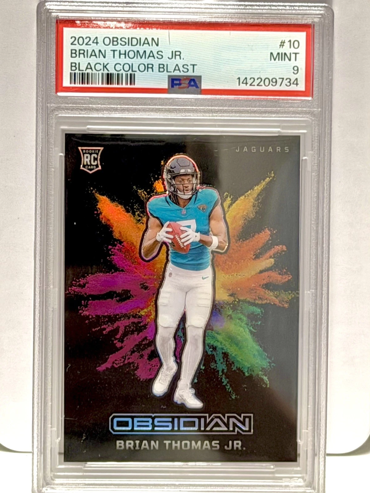 Deal for 2024 Panini Obsidian Football Brian Thomas Jr Rookie Color Blast SSP PSA 9 MINT