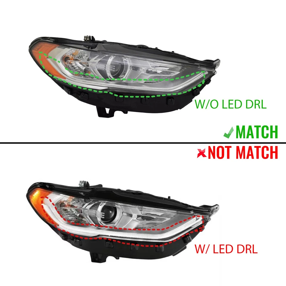 Headlight For 2017-2020 Ford Fusion Halogen w/o DRL w/ bulb Right Passenger Side Foto 3 de 3