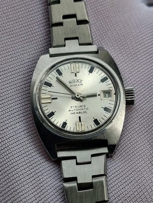 Vintage Roxy Anker 21 Rubis Automatic Incabloc/Germany/Waterresistant/All Steel