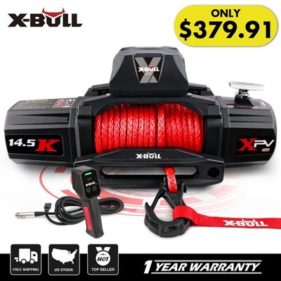 X-BULL 14500lbs Electric Winch Synthetic Rope Wireless Trailer Truck 4WD OffRoad