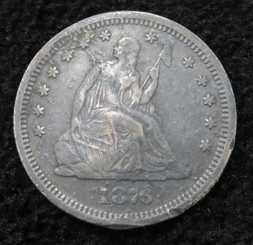 1876-S Seated Liberty Quarter * Bent Pretty Bad * Dark Color * 5671