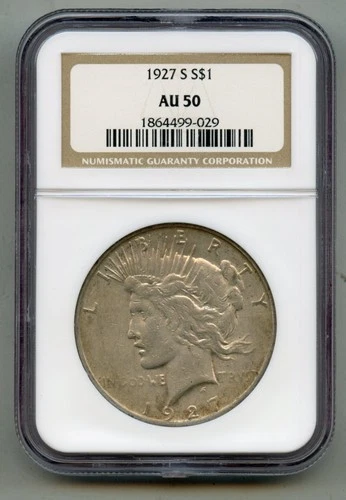 1927 S Peace Silver Dollar NGC AU 50