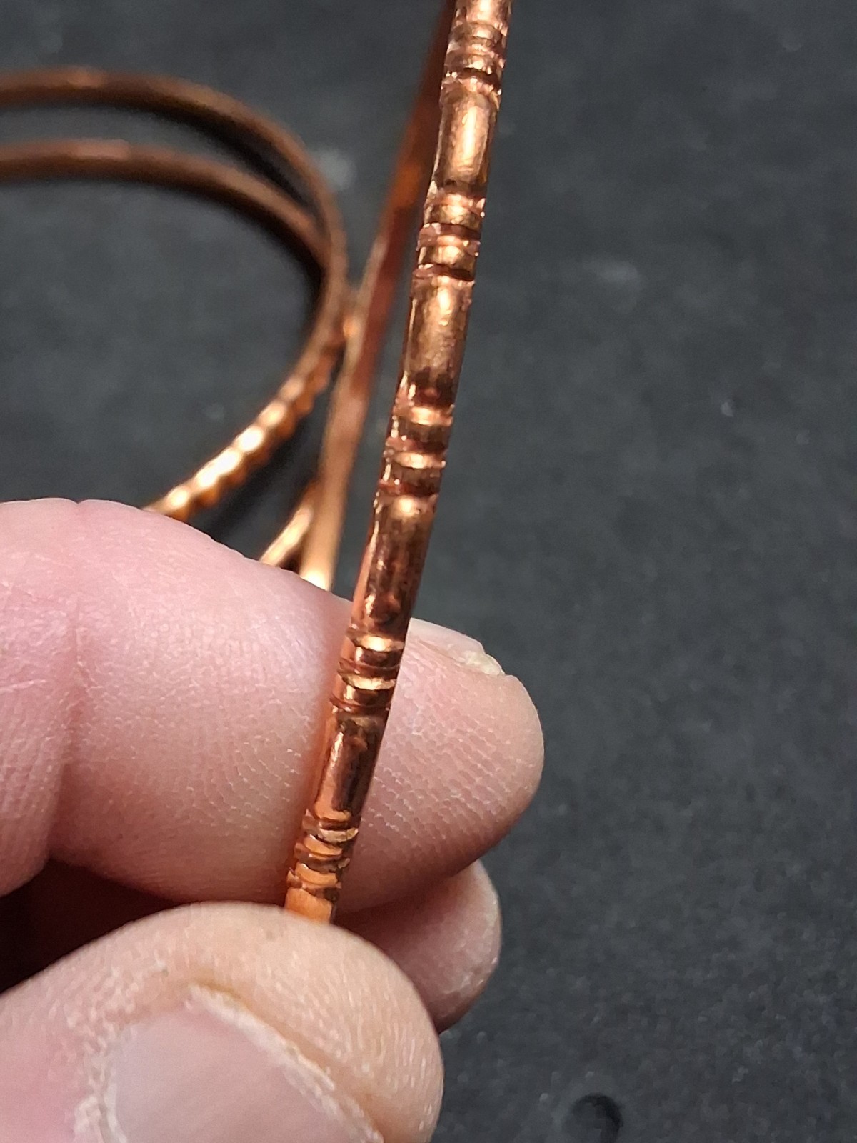 3 Solid Copper Bangle Bracelets Gently Worn Beaut… - image 2