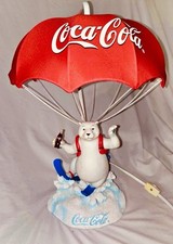 1998 Coca-Cola Parachute Skiing Polar Bear Lamp
