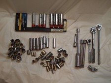 Craftsman , ChannelLock Unbranded Lot of 66 Pieces Sockets, Ratchets, Extenders