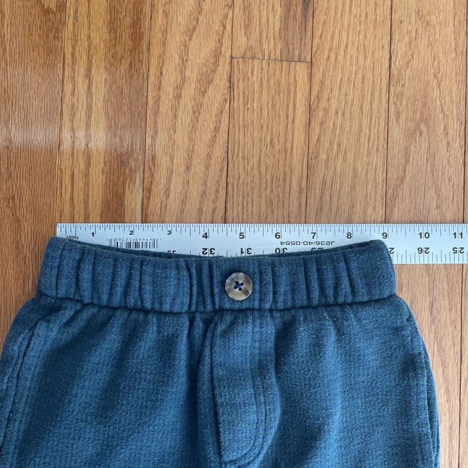 HANNA ANDERSSON BLUE GREEN GINGHAM PULL ON  JACQUARD KNIT PANTS 100 4 - Image 4 of 4