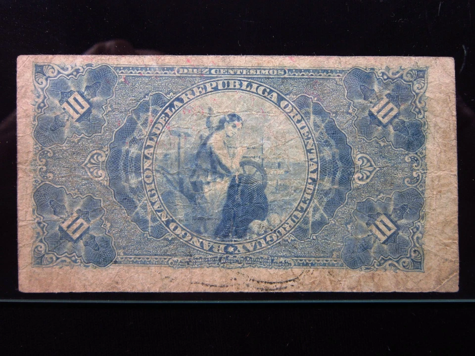 Uruguay Paysandu 10 Centesimos 1887 Overprint Sign v1 P #A87 i4693 National Bank - Image 3 of 3