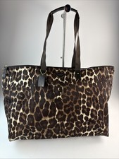 Coach Leopard Getaway Tote Bag Packable Travel Weekender Tote W/ Pouch