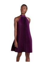 Banana Republic Plum/ Wine Halter Band Full Pleated Dress Size 10.