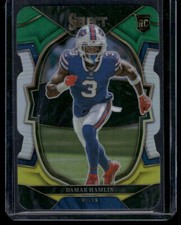 2022 Panini Select #100 Damar Hamlin Green and Yellow Prizm Die Cut