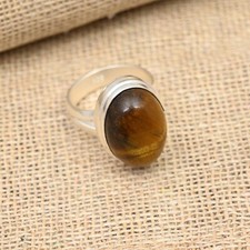 Tiger's Eye Gemstone Handmade 925 Sterling Silver Ring Jewelry