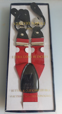 Vesuvio Napoli Italy Extra Long Men's Suspenders RED 48" Button Clip Convertib