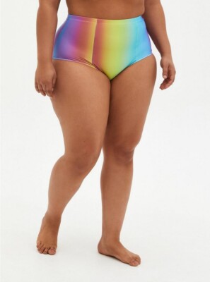 Torrid Swim Bottom ONLY Rainbow Stripe High-Rise NWT New 2X