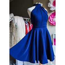 NWT SHERRI HILL Blue Halter Dress