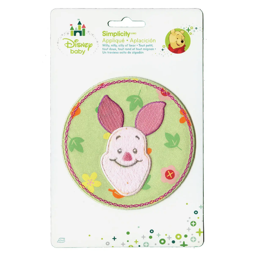 Disney Piglet Head In Flower Circle Embroidered Applique Iron On Patch - Picture 2 of 3