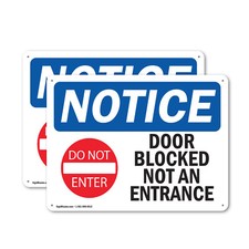  2 Pack Door Blocked Not An Entrance OSHA Notice Sign Decal Metal Plastic