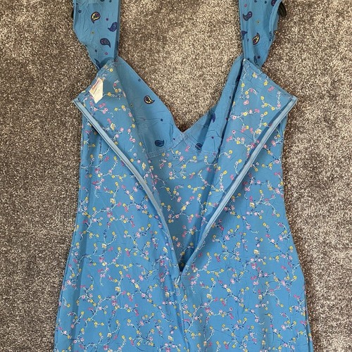 Vintage Fredericks of Hollywood Slip Dress Womens 14 Blue Floral Babydoll Fairy - Picture 4 of 10