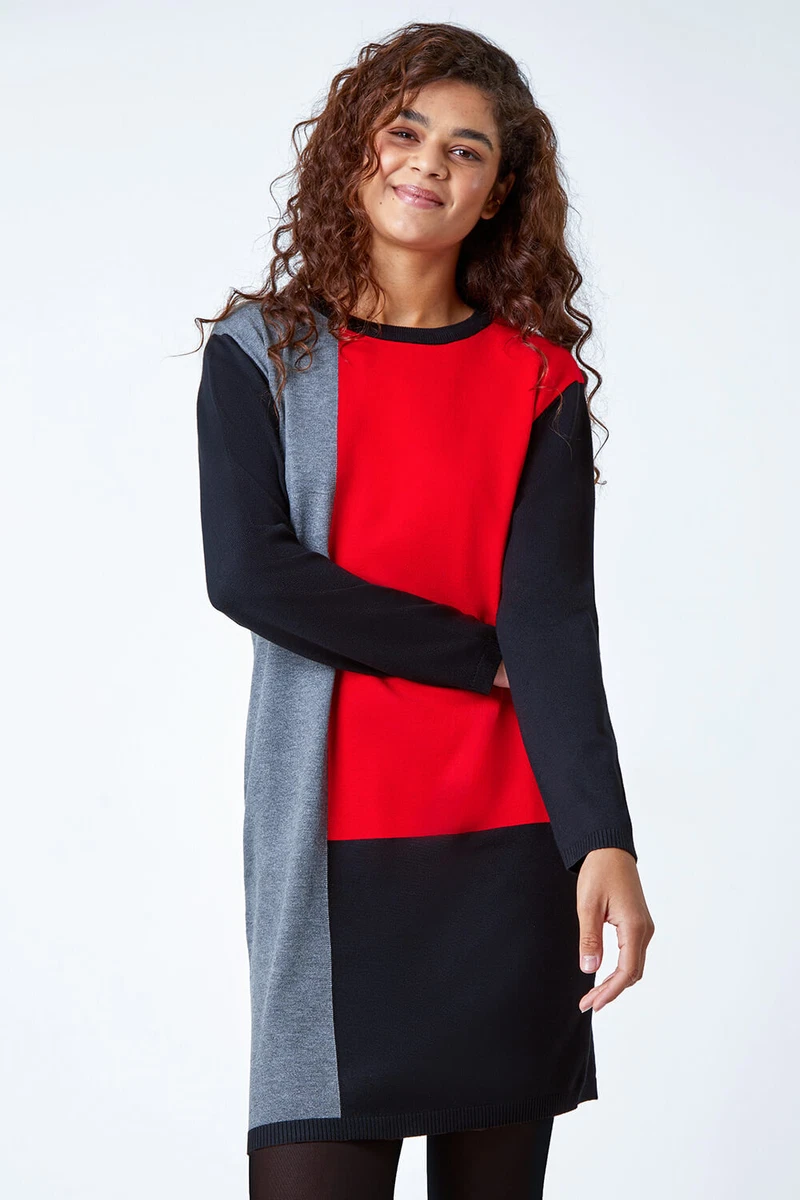 Colour block cheap knitted dress