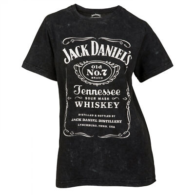 Jack Daniels Label Women's Mineral Wash T-Shirt Black | eBay