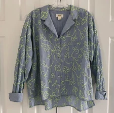 MAEVE By ANTHROPOLOGIE Blue & White Striped Detailed Button Down Top - Size 8