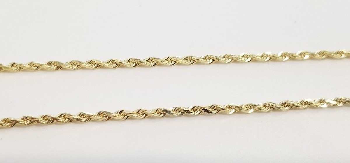 Real 10k Yellow Gold Necklace Rope Chain 2.5 mm 22