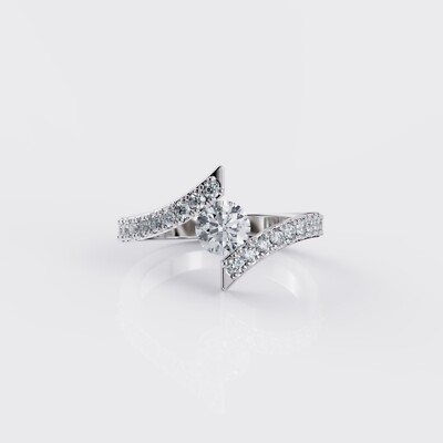 Round Cut Simulated Diamond Women's Wedding Band Ring In 14K White Gold ...