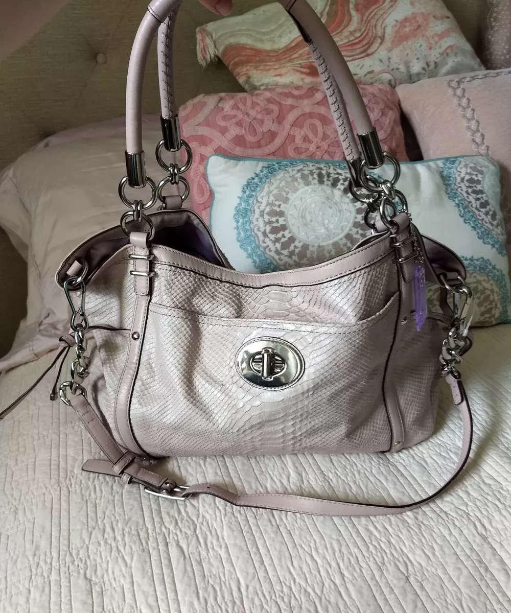 Coach Limited Edition Mauve Python Embossed Convertible Crossbody Leather Bag