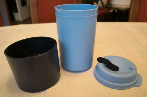 Tupperware kleiner Eco+ Kaffeebecher,Coffee togo,Büro,neu,350ml,hellblau-schwarz - Bild 7 von 11