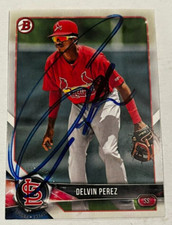 DELVIN PEREZ SIGNED 2018 BOWMAN PROSPECT ROOKIE CARD AUTO