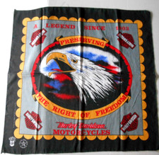 Vintage HARLEY DAVIDSON Freedom Eagle Black Scarf Bandana Handkerchief USA