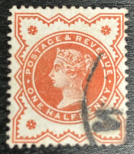 GB QV SG 197e 1/2d Orange Vermilion Half Penny Stamp - Picture 1 of 2