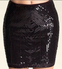 NWT Bebe Sequined Mini Skirt Black Small