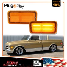 Front Amber LED Side Marker Signal Lights For 1968-1972 Chevrolet GMC C/K Truck