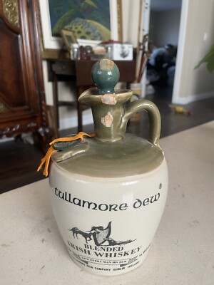 Vintage Tullamore Dew Uisge Baugh Blended Irish Whiskey Jug Empty Dublin Ireland