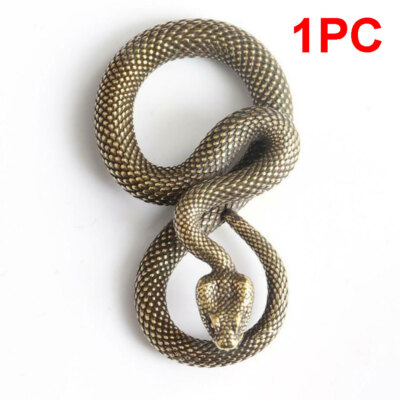 1/2/5PC Copper Bronze Snake Statue Vintage Handmade Keychain Crafts Decor Gift