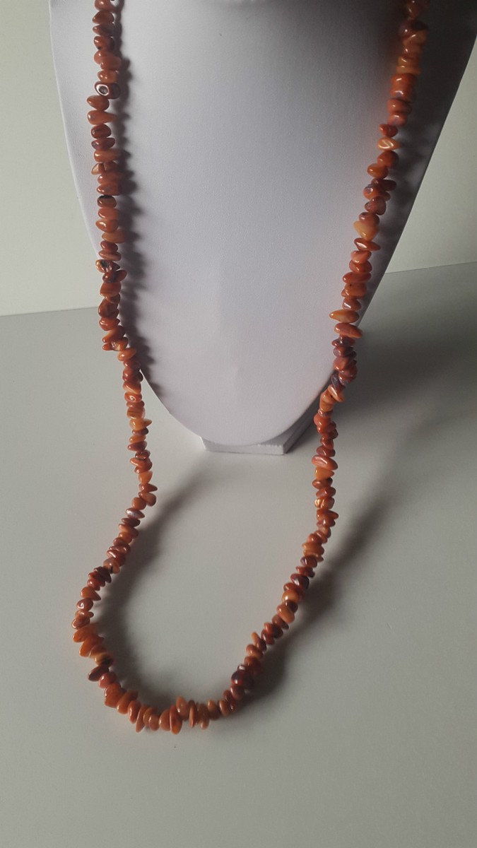 Collier Sautoir En Perles De Corail Ocre Orangé - ACCESSOIRES & DAZ - Neuf Avec étiquettes