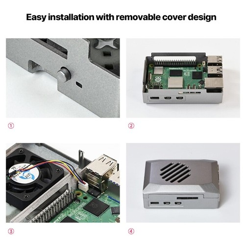 ABS Silver Case for RPI5 Board With Passive Cooling Case PWM Speed Adjustable - Afbeelding 2 van 8