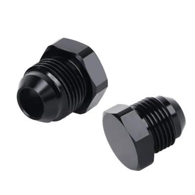 LokoCar 3AN Male Flare Blanking Plug Fitting Adapter Hex Aluminum Black 2Pcs